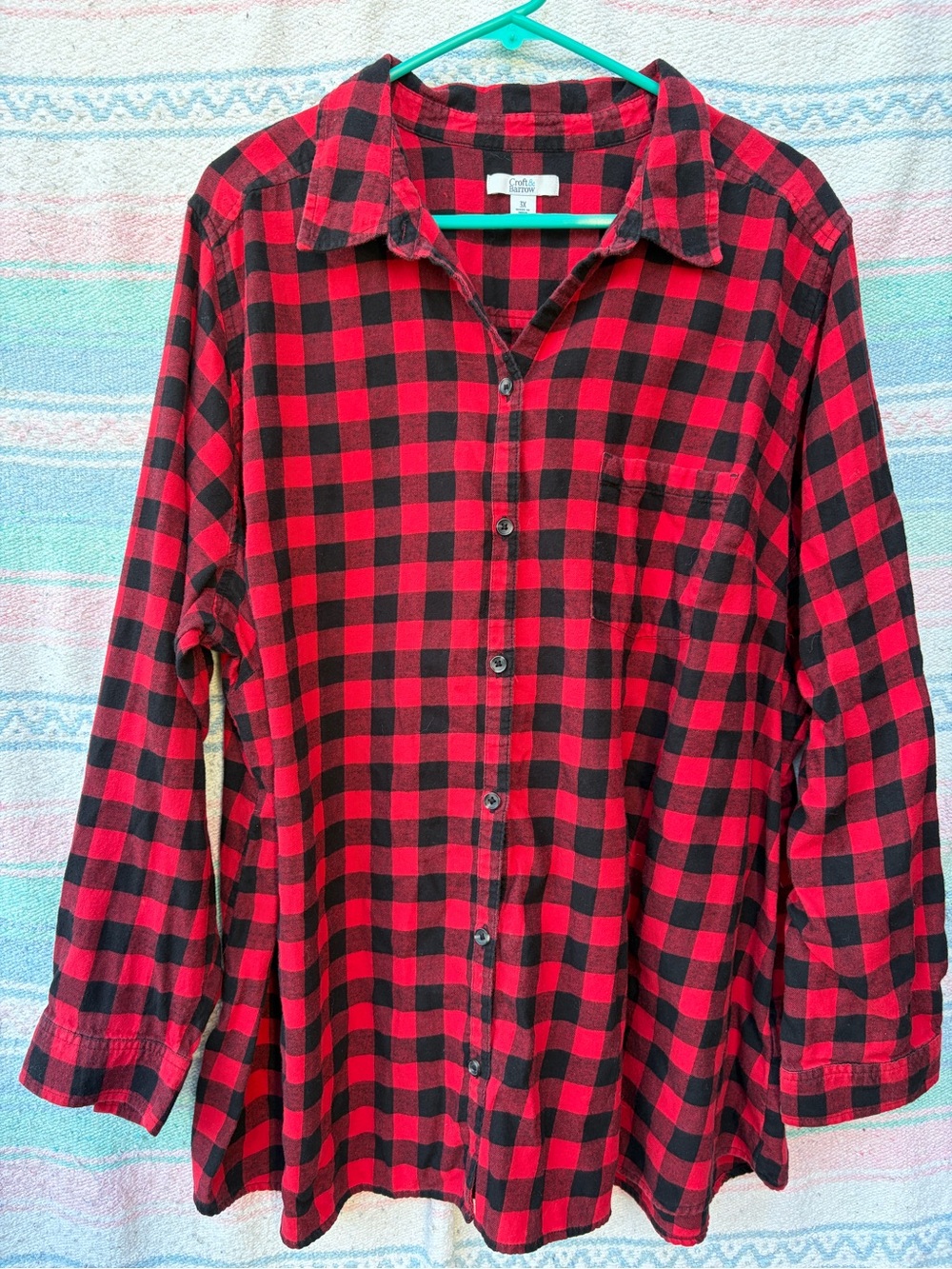 croft & barrow Red and Black Buffalo Plaid Shirt - 3X